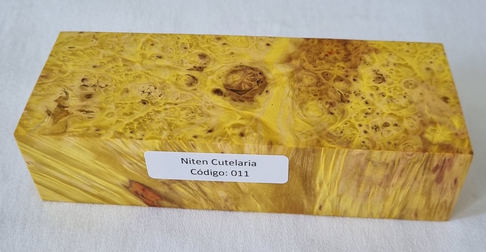 Bloco de Madeira Estabilizada -Amarelo -Cod 011