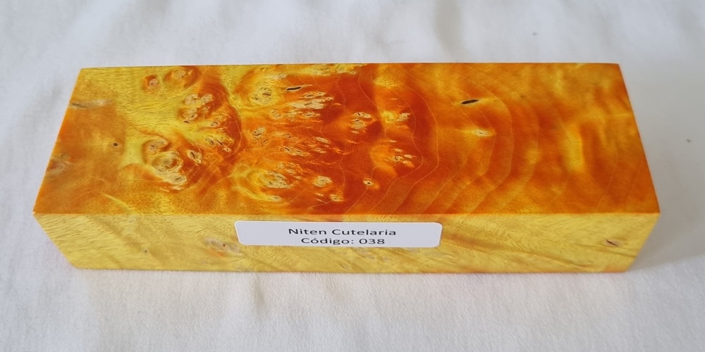 Bloco de Madeira Estabilizada -Laranja -Cod 038