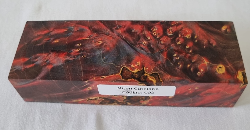 Bloco de Madeira Estabilizada para Cabo de Faca — Vermelho — Cod 002