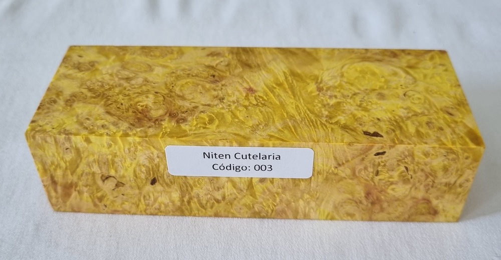 Bloco de Madeira Estabilizada para Cabo de Faca — Amarelo — Cod 003