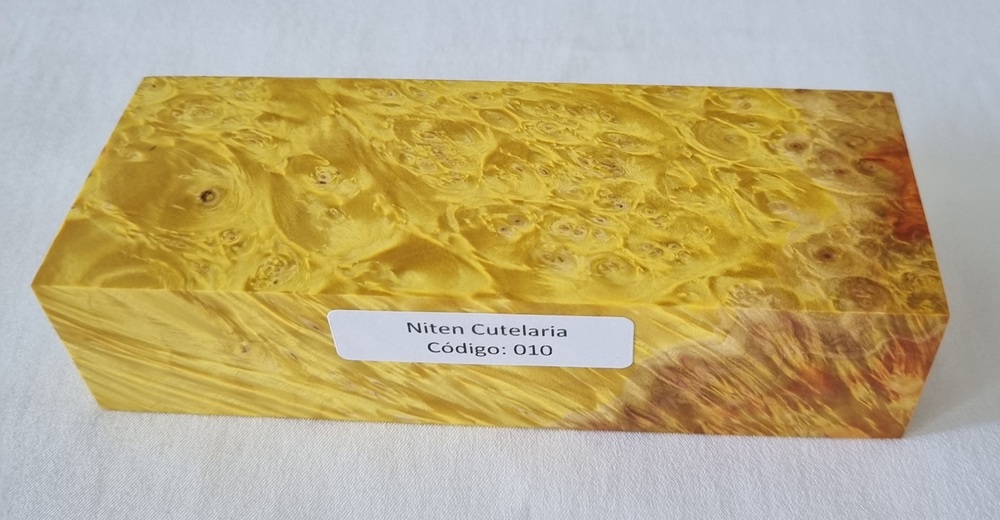 Bloco de Madeira Estabilizada para Cabo de Faca — Amarelo — Cod 010