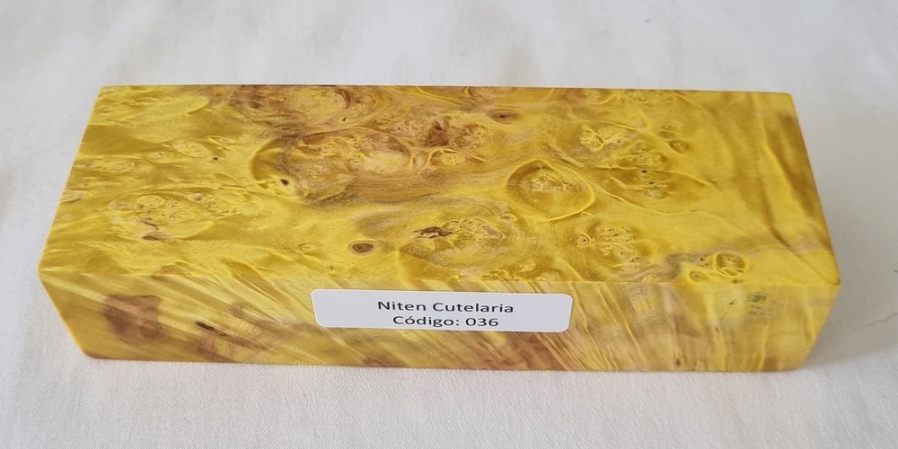 Bloco de Madeira Estabilizada para Cabo de Faca — Amarelo — Cod 036