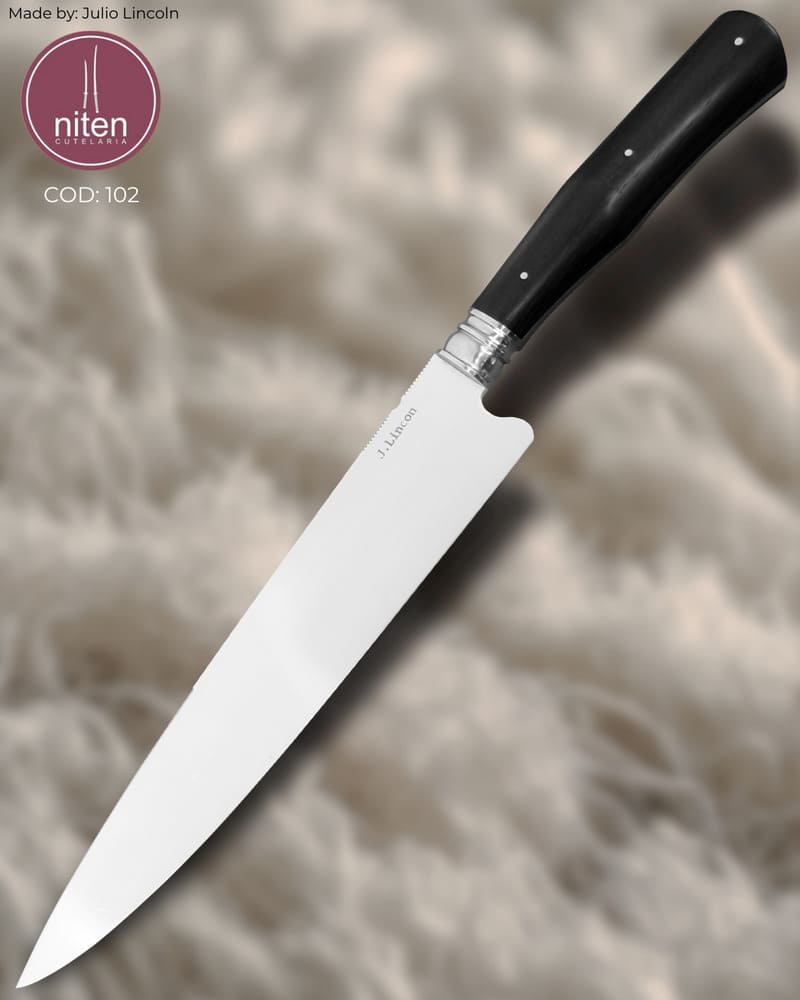 Faca Gaúcha Artesanal Aço Carbono Cabo Ébano Africano 36 cm — Júlio Lincon