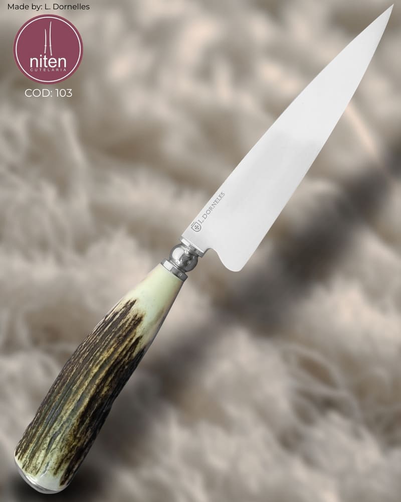 Faca EDC Artesanal Aço Carbono Cabo Cervo 25 cm — Luciano Dorneles