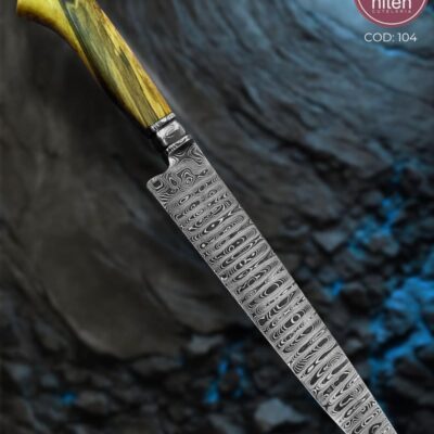 Faca Gaúcha Artesanal Aço Damasco Cabo Madeira Estabilizada 36,5 cm — Javé Reichet