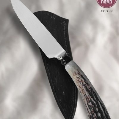 Faca de Caça Artesanal Aço Carbono 52100 Cabo Cervo Áxis 23,5 cm — Giuliano Reis