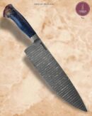Faca Chef Artesanal Aço Damasco Cabo Madeira Estabilizada 36 cm — Portugal