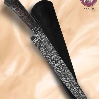 Faca Gaúcha Artesanal Aço Damasco Cabo Palm Zebrado 35,5 cm — F. Dantas
