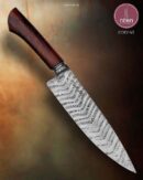 Faca de Churrasco Artesanal Aço Damasco Cabo Madeira Estabilizada 31,5 cm — Maycon RB