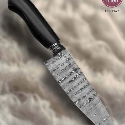 Faca de Churrasco Artesanal Aço Damasco Cabo Madeira Estabilizada 27 cm — Maycon RB