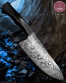 Faca de Churrasco Artesanal Aço Damasco Cabo Madeira Estabilizada 26,5 cm — Berardo (Ref 148)