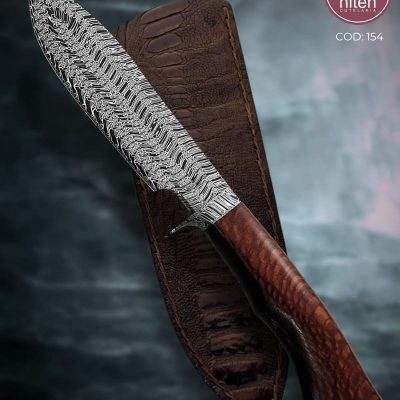 Faca Nesmuk Artesanal Aço Damasco Cabo Madeira Estabilizada 26,5 cm — Portugal