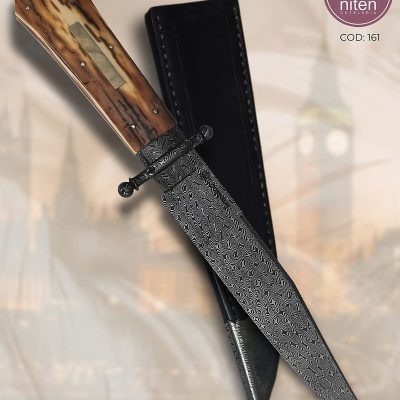 Faca Bowie Artesanal Aço Damasco Turco 28 cm — Luciano Dorneles
