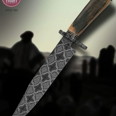 Faca Bowie Artesanal Aço Damasco Mosaico 35 cm — Ismael Biegelmeier