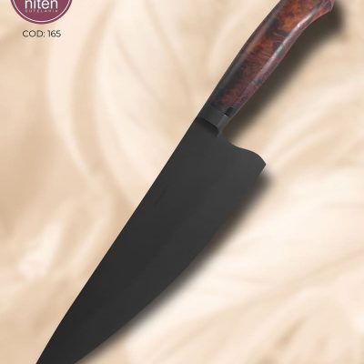 Faca Chef Artesanal Aço Carbono Cabo Madeira Estabilizada 38,5 cm — Franco Ms