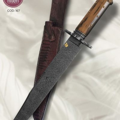 Faca Bowie Artesanal Aço Damasco 43,5 cm — Leandro Pazini