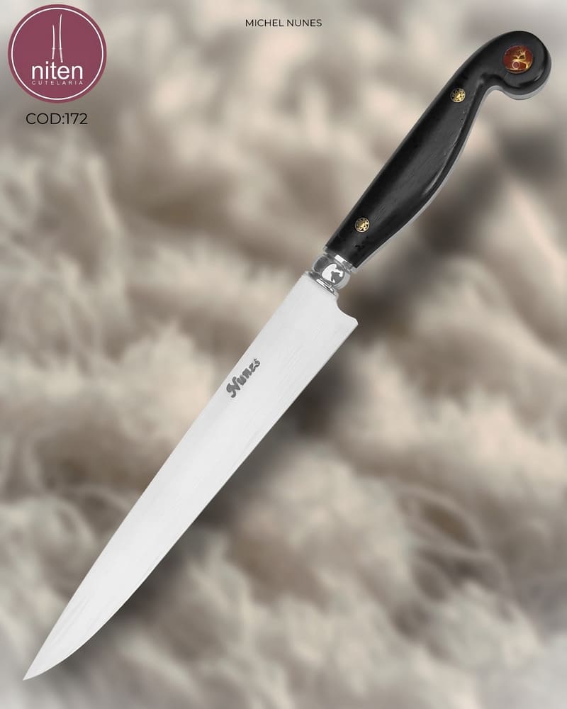 Faca Churrasco Artesanal Aço Carbono Cabo Ébano Africano 28 cm — Nunes