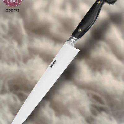 Faca Churrasco Artesanal Aço Carbono Cabo Ébano Africano 29,5 cm — Nunes