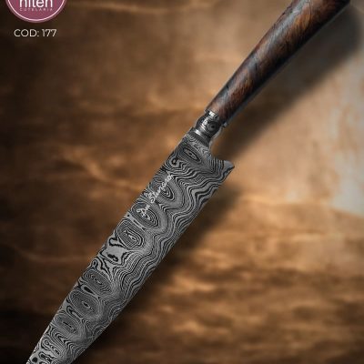 Faca Gaúcha Artesanal Aço Damasco Cabo Madeira Estabilizada 37 cm — Du Sturaro