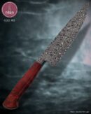 Faca Chef Artesanal Aço Damasco Cabo Madeira Estabilizada Vermelha 34,5 cm — Portugal