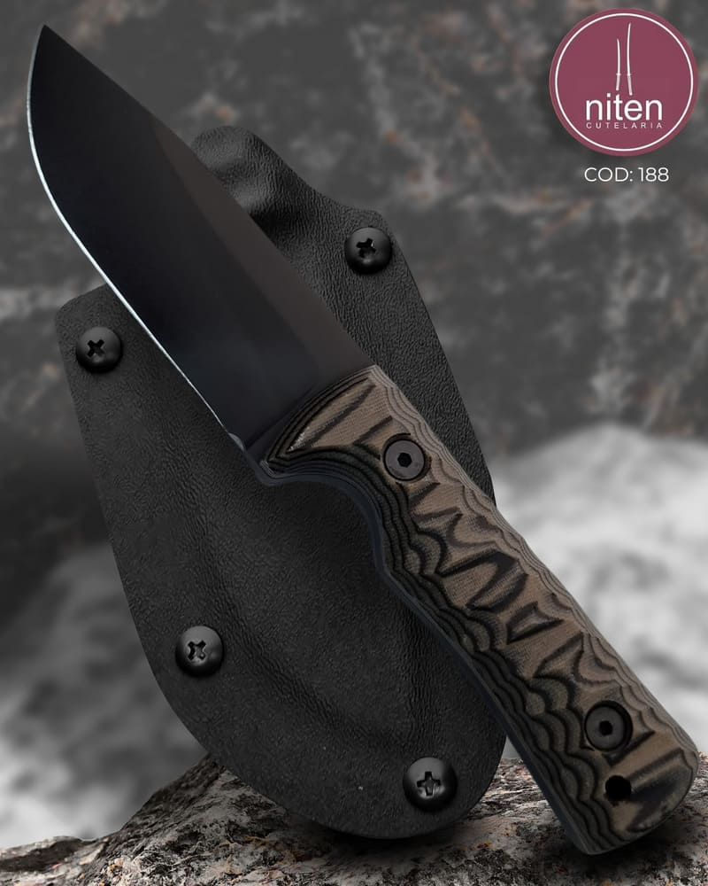 Faca EDC Artesanal Aço Carbono Cabo Micarta Marrom 19,5 cm — Lucas Cutelaria