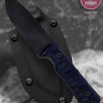 Faca EDC Artesanal Aço Carbono Cabo Micarta Azul 19,5 cm — Lucas Cutelaria