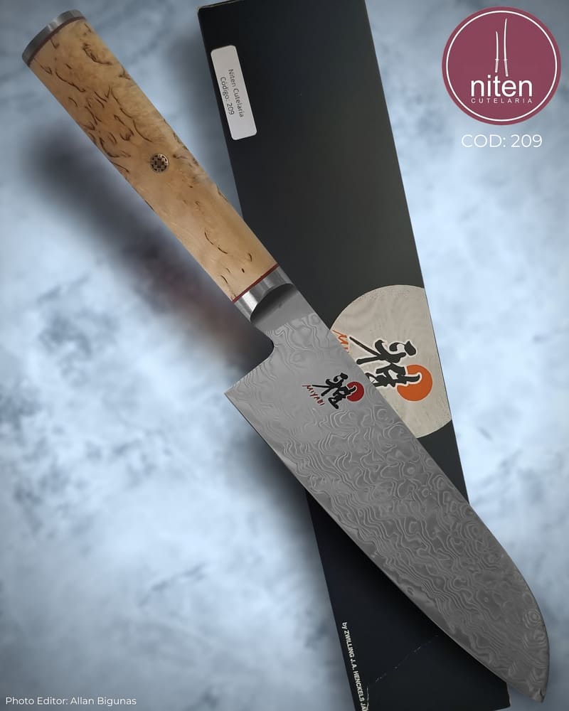 Faca de Cozinha Japonesa Santoku Aço Damasco 31,5 cm — Miyabi by Zwilling