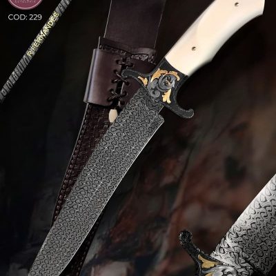 Faca Bowie Artesanal Aço Damasco 33,8 cm — Ronmell Fernandes