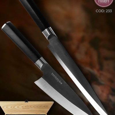 Kit Kamikoto 2 Facas de Cozinha Japonesas em Estojo de Madeira
