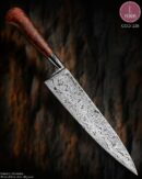 Faca Chef Artesanal Aço Damasco Cabo Madeira 31,5 cm — Luciano Dorneles