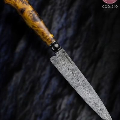 Faca Gaúcha Artesanal Aço Damasco Cabo Madeira Estabilizada 24 cm — Luciano Dorneles