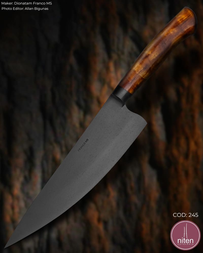 Faca Chef Artesanal Cabo Madeira Estabilizada 36 cm — Franco Ms