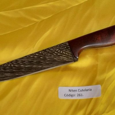 Faca Cozinha Artesanal Aço Damasco Cabo Pau-brasil 21 cm — Maycon RB