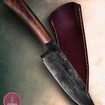 Faca Utilitária Artesanal Aço Carbono Cabo Madeira Estabilizada 26 cm — Rtg