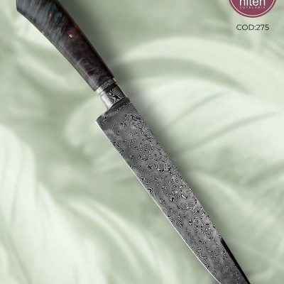 Faca de Churrasco Artesanal Aço Damasco Cabo Madeira Estabilizada 36 cm — Bigunas