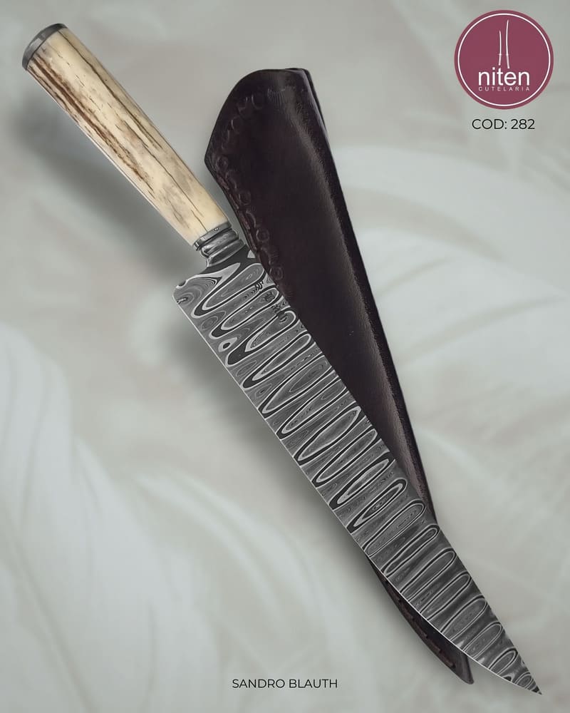 Faca Gaúcha Artesanal Aço Damasco 35 cm — Sandro Blauth