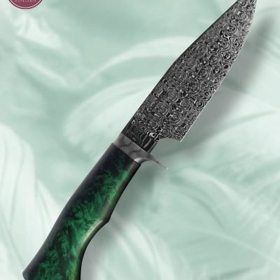 Faca Hunter Artesanal Aço Damasco Cabo Madeira Estabilizada 26,5 cm — Rosolen