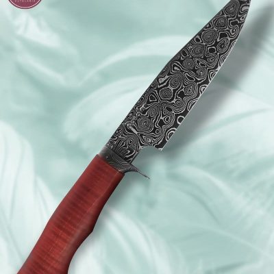 Faca Hunter Artesanal Aço Damasco Cabo Madeira Estabilizada 27 cm — Rosolen