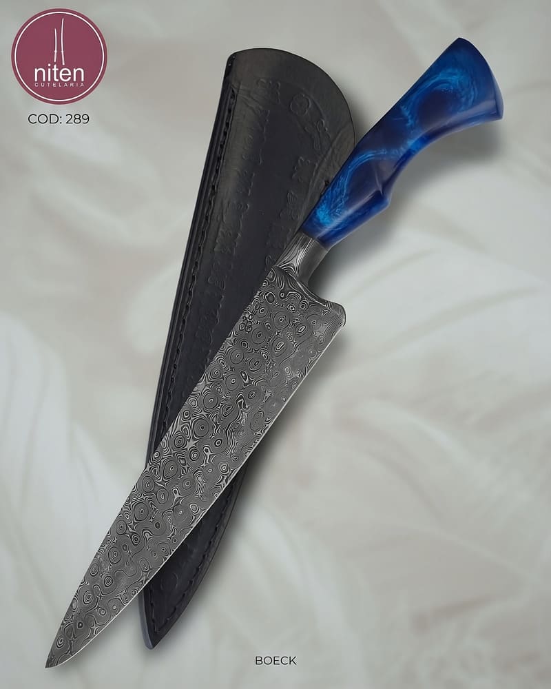 Faca Chef Artesanal Aço Damasco Cabo Resina 36 cm — Boeck