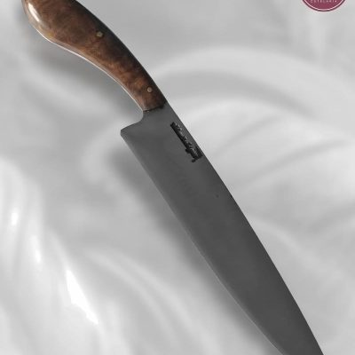 Faca Chef Artesanal Aço Carbono Cabo Madeira 35 cm Lâmina 22,5 cm — Milton Rodrigues