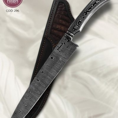 Faca Gaúcha Artesanal Aço Damasco Cabo Damasco 32 cm — Nunes