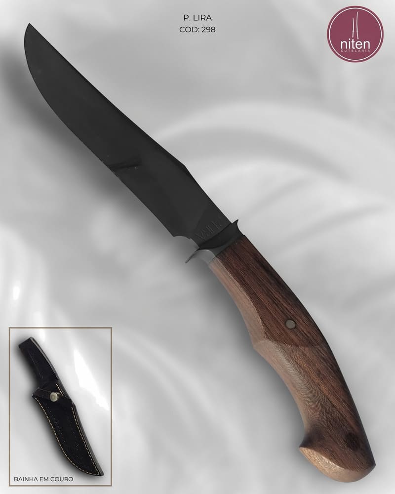 Faca Bowie Artesanal Aço Carbono Cabo Madeira 26 cm — P. Lira