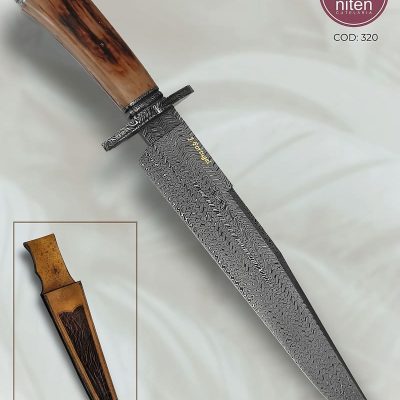 Faca Bowie Artesanal Aço Damasco 39 cm — J. Portugal