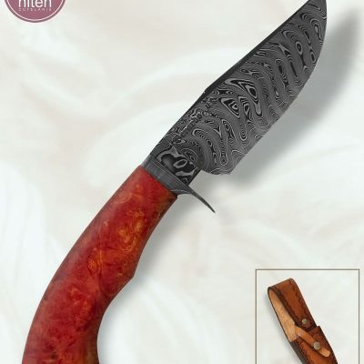 Faca Utilitária Artesanal Aço Damasco Cabo Madeira Estabilizada 23,5 cm — Berardo