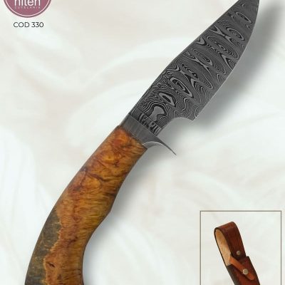 Faca Hunter Artesanal Aço Damasco Cabo Madeira Estabilizada 23,5 cm — Berardo