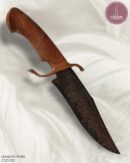 Faca Bowie Artesanal Aço Damasco Cabo Madeira 29 cm — L. Pires