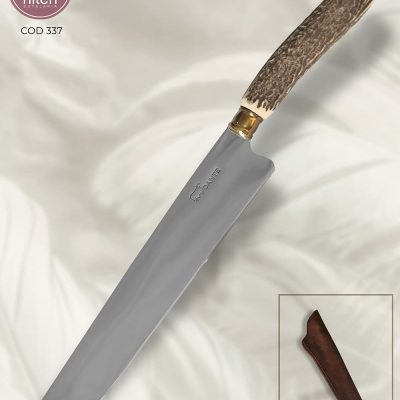 Faca de Churrasco Artesanal Aço Inox Cabo Chifre de Cervo 38,5 cm — Dante