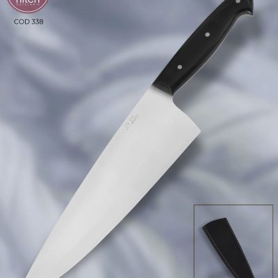 Faca Chef Artesanal Aço Carbono Cabo Corian Black 34,5 cm — P. Lima