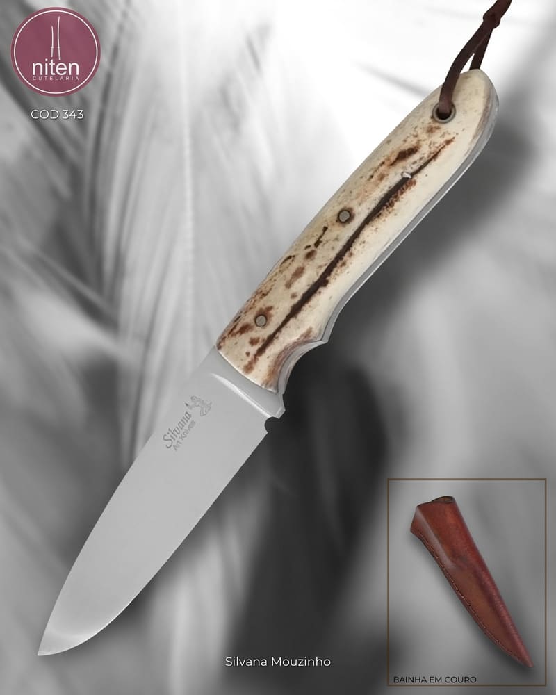 Faca Utilitária Artesanal Aço Carbono Cabo Cervo 22 cm — Silvana Mouzinho