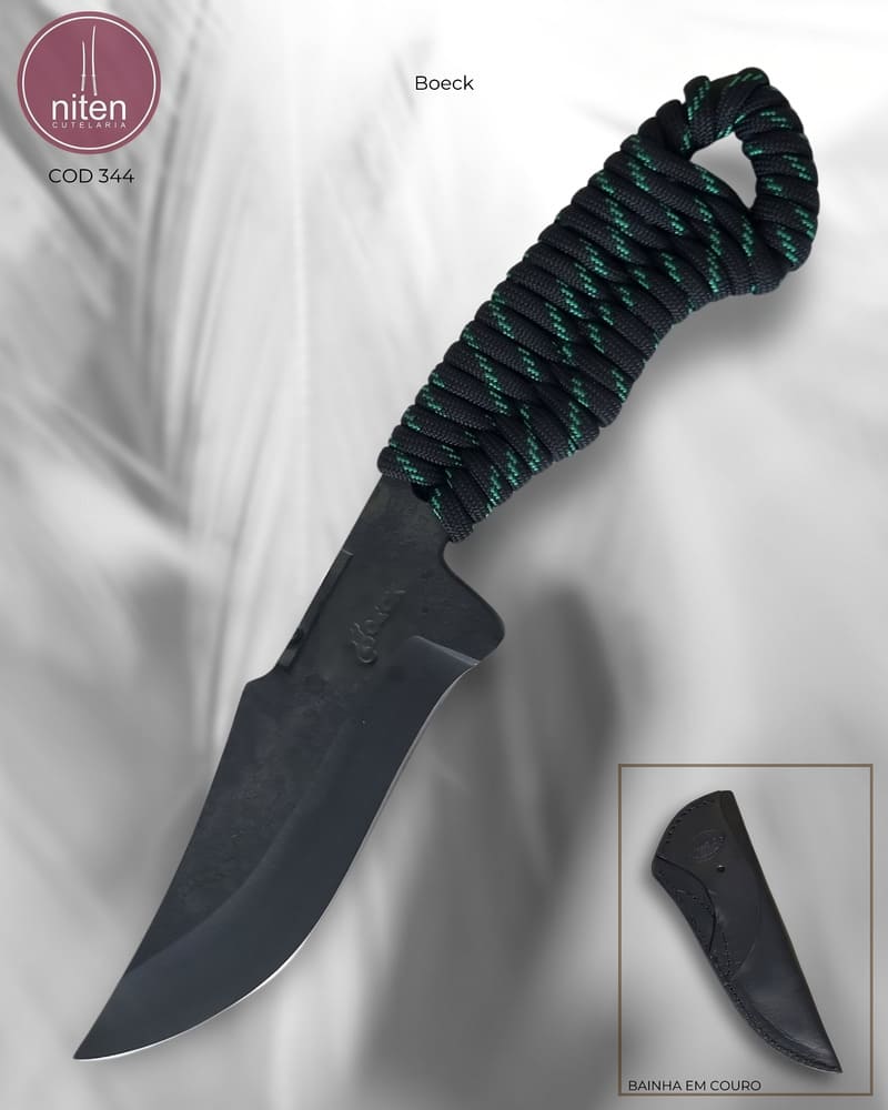 Faca Utilitária Artesanal Aço Carbono Cabo Paracordo 25,5 cm — Boeck